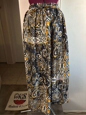 NWT Gypsie Blu Black & Mustard Paisley Boho Maxi Skirt - Women, Size XL